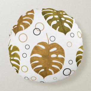 Watercolor seamless pattern with exotic tropical l round cushion