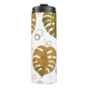 Watercolor seamless pattern with exotic tropical l thermal tumbler