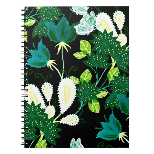 Watercolor seamless pattern with fantasy flowers a notebook (Front)