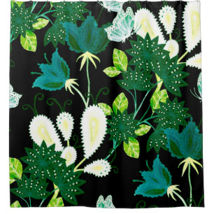 Watercolor seamless pattern with fantasy flowers a shower curtain