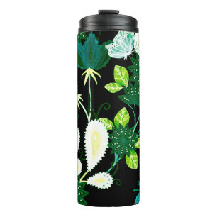 Watercolor seamless pattern with fantasy flowers a thermal tumbler