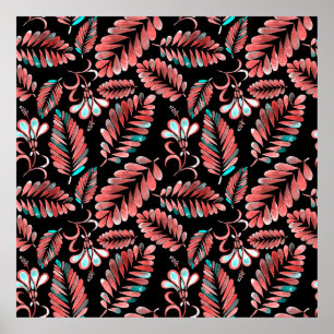 Watercolor seamless pattern with flower background poster