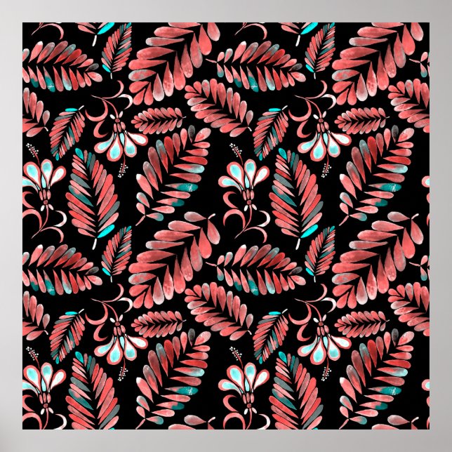 Watercolor seamless pattern with flower background poster (Front)
