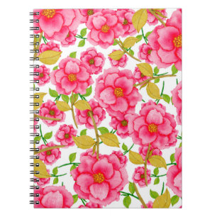 Watercolor seamless pattern with flowers. Vintage Notebook