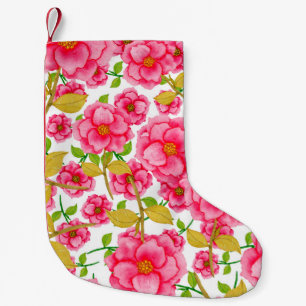 Watercolor seamless pattern with flowers. Vintage Small Christmas Stocking