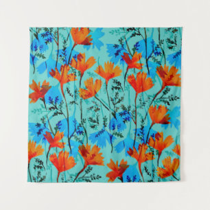 Watercolor seamless pattern with hand drawn simple tapestry