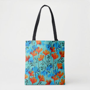 Watercolor seamless pattern with hand drawn simple tote bag