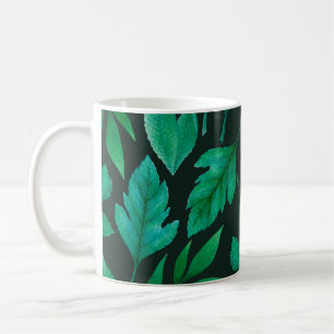 Watercolor seamless pattern with hand painted blue coffee mug