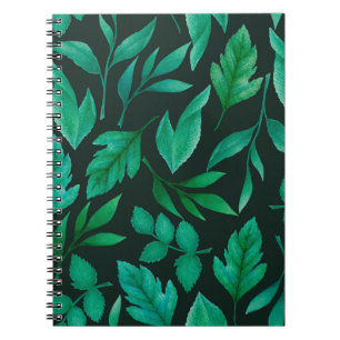 Watercolor seamless pattern with hand painted blue notebook