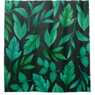 Watercolor seamless pattern with hand painted blue shower curtain