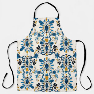 Watercolor seamless pattern with ikat. Tie dye wat Apron