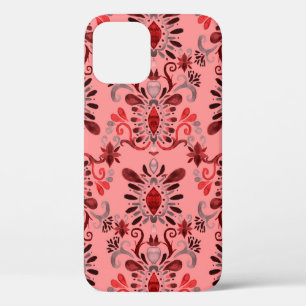 Watercolor seamless pattern with ikat. Tie dye wat iPhone 12 Case