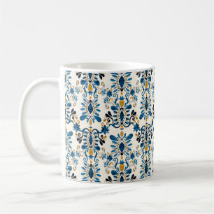 Watercolor seamless pattern with ikat. Tie dye wat Coffee Mug