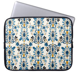 Watercolor seamless pattern with ikat. Tie dye wat Laptop Sleeve