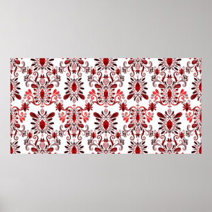 Watercolor seamless pattern with ikat. Tie dye wat Poster