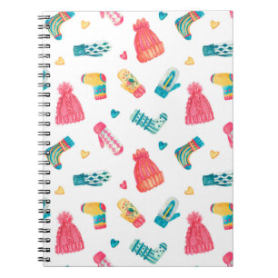 Watercolor seamless pattern with knitted warm clo notebook