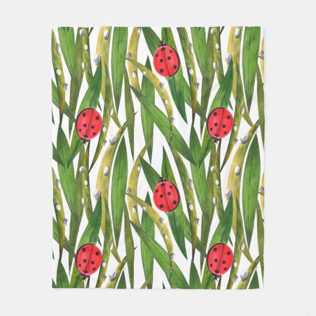 Watercolor seamless pattern with ladybugs. Against Fleece Blanket (Front)