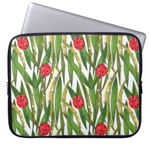 Watercolor seamless pattern with ladybugs. Against Laptop Sleeve