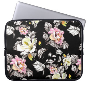 Watercolor seamless pattern with leaves and colorf laptop sleeve