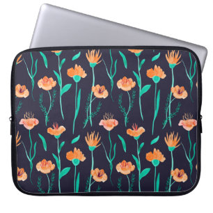 Watercolor seamless pattern with leaves and fantas laptop sleeve