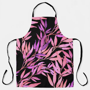 Watercolor seamless pattern with leaves. Bright su Apron
