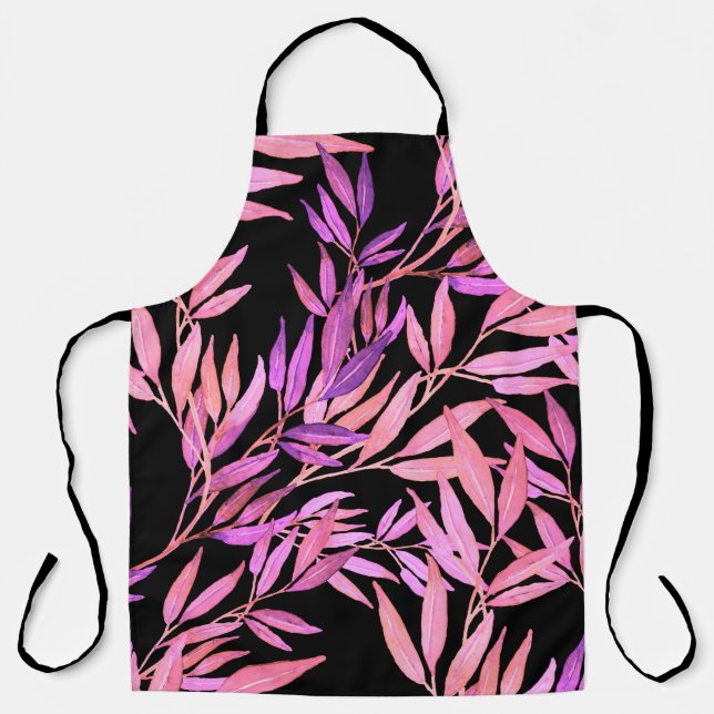 Watercolor seamless pattern with leaves. Bright su Apron (Front)