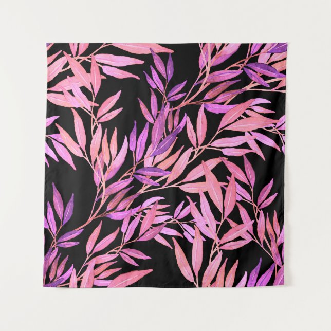 Watercolor seamless pattern with leaves. Bright su Tapestry (Front)