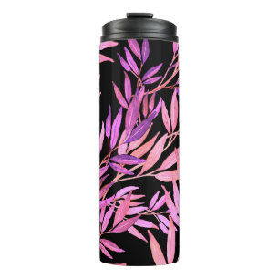 Watercolor seamless pattern with leaves. Bright su Thermal Tumbler