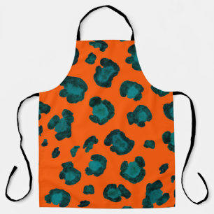 Watercolor seamless pattern with leopard skin. Fas Apron