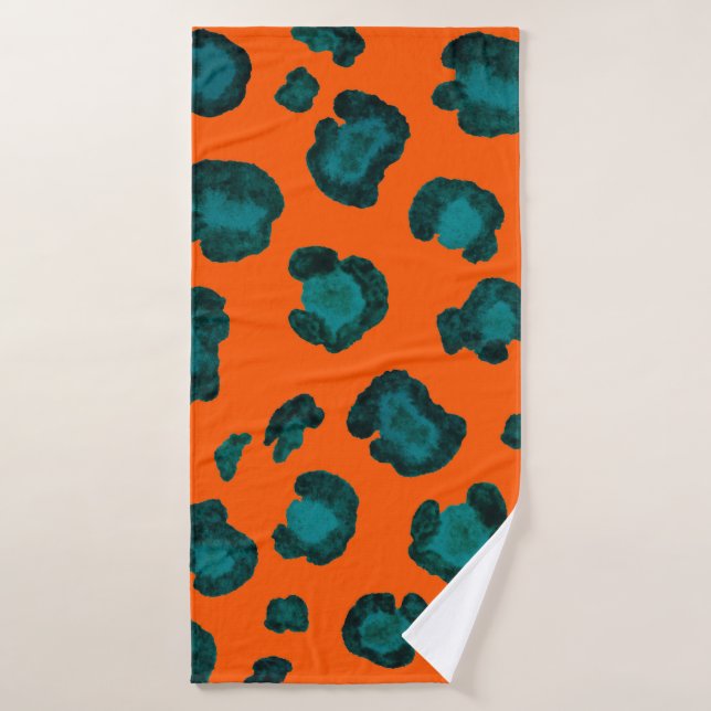 Watercolor seamless pattern with leopard skin. Fas Bath Towel (Bath Towel)