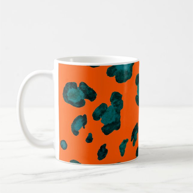 Watercolor seamless pattern with leopard skin. Fas Coffee Mug (Left)