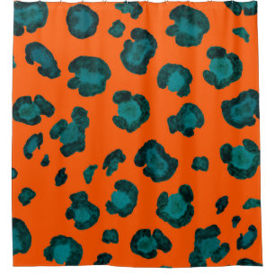 Watercolor seamless pattern with leopard skin. Fas Shower Curtain