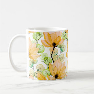 Watercolor seamless pattern with magnolia flowers coffee mug