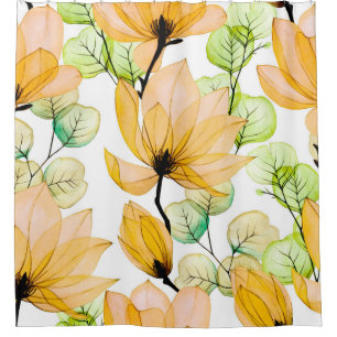 Watercolor seamless pattern with magnolia flowers  shower curtain