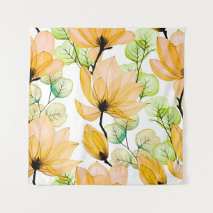 Watercolor seamless pattern with magnolia flowers tapestry