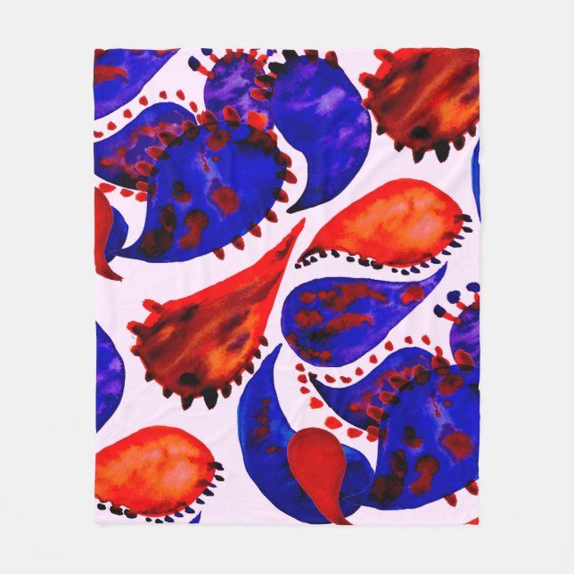 Watercolor seamless pattern with paisley. Abstract Fleece Blanket (Front)