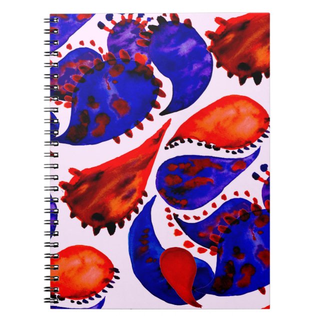 Watercolor seamless pattern with paisley. Abstract Notebook (Front)
