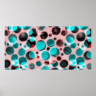 Watercolor seamless pattern with polka dots poster