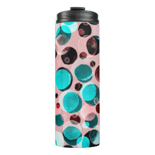 Watercolor seamless pattern with polka dots thermal tumbler