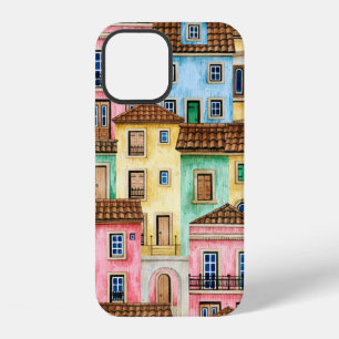 Watercolor seamless pattern with Portugal houses a iPhone 12 Case
