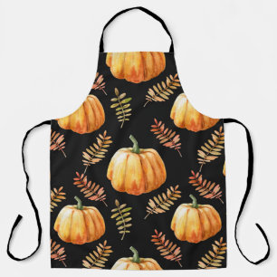 Watercolor seamless pattern with pumpkin apron