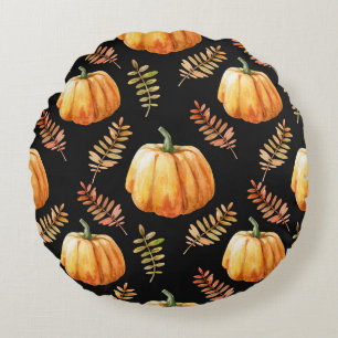 Watercolor seamless pattern with pumpkin round cushion