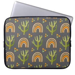 Watercolor seamless pattern with rainbow and cactu laptop sleeve