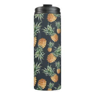 Watercolor seamless pattern with ripe pineapple. H Thermal Tumbler