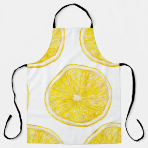 Watercolor seamless pattern with ripe slice of lem apron