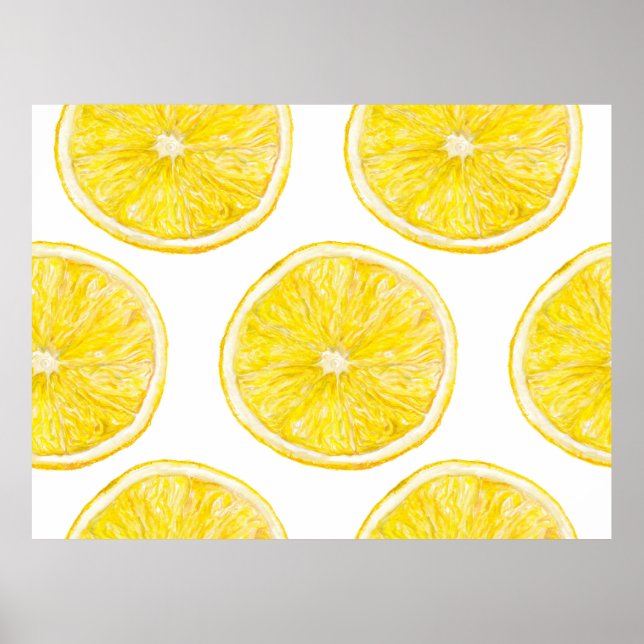 Watercolor seamless pattern with ripe slice of lem poster (Front)