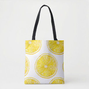 Watercolor seamless pattern with ripe slice of lem tote bag