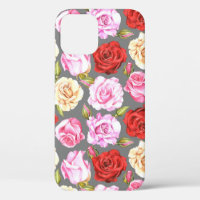 Watercolor seamless pattern with roses. Seamless w