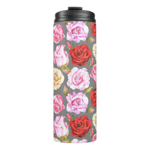 Watercolor seamless pattern with roses. Seamless w Thermal Tumbler