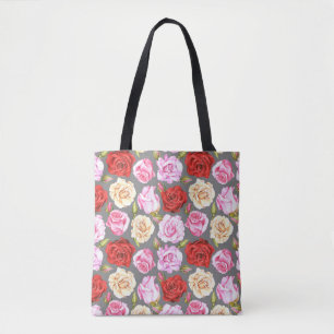 Watercolor seamless pattern with roses. Seamless w Tote Bag